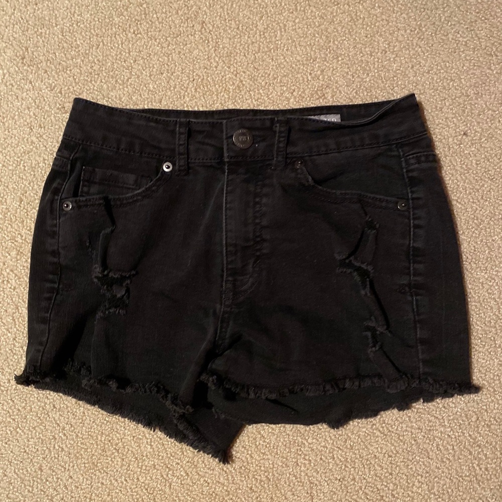 High Waisted Shorty Black Ripped Jean Shorts